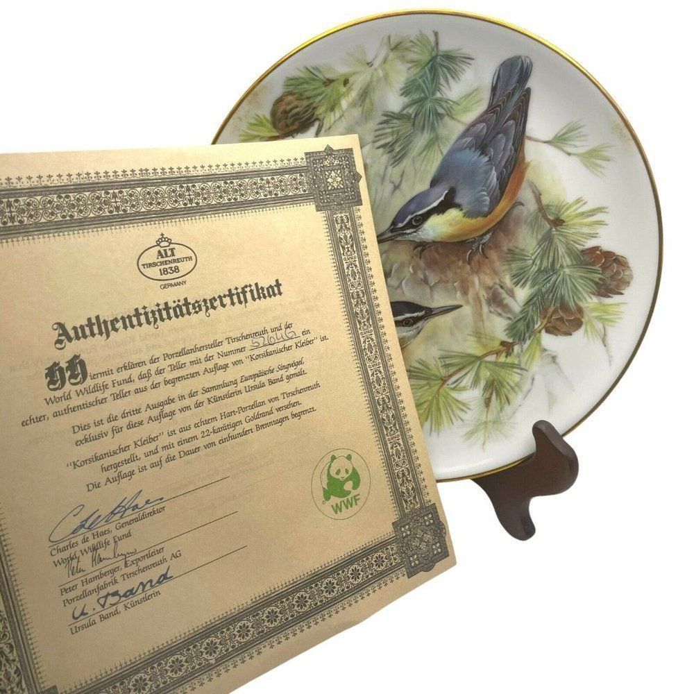 COPY - WWF Bradex Collectors Plate & Docs - Corsican Nuthatch - Ursula Band -Pr…